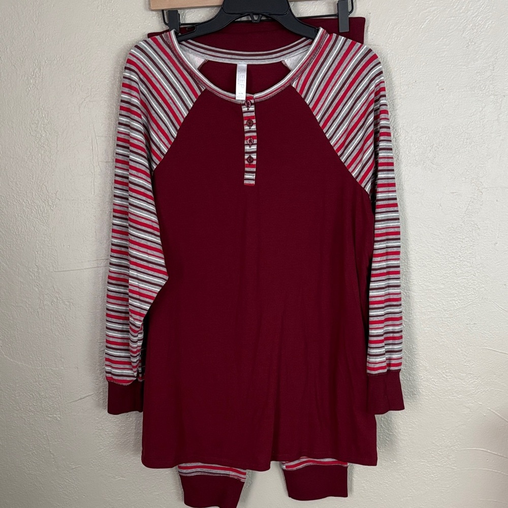 Lane Bryant Cacique Henley Long-Sleeve Top & Jogger Legging PJ Set 14/16 1X